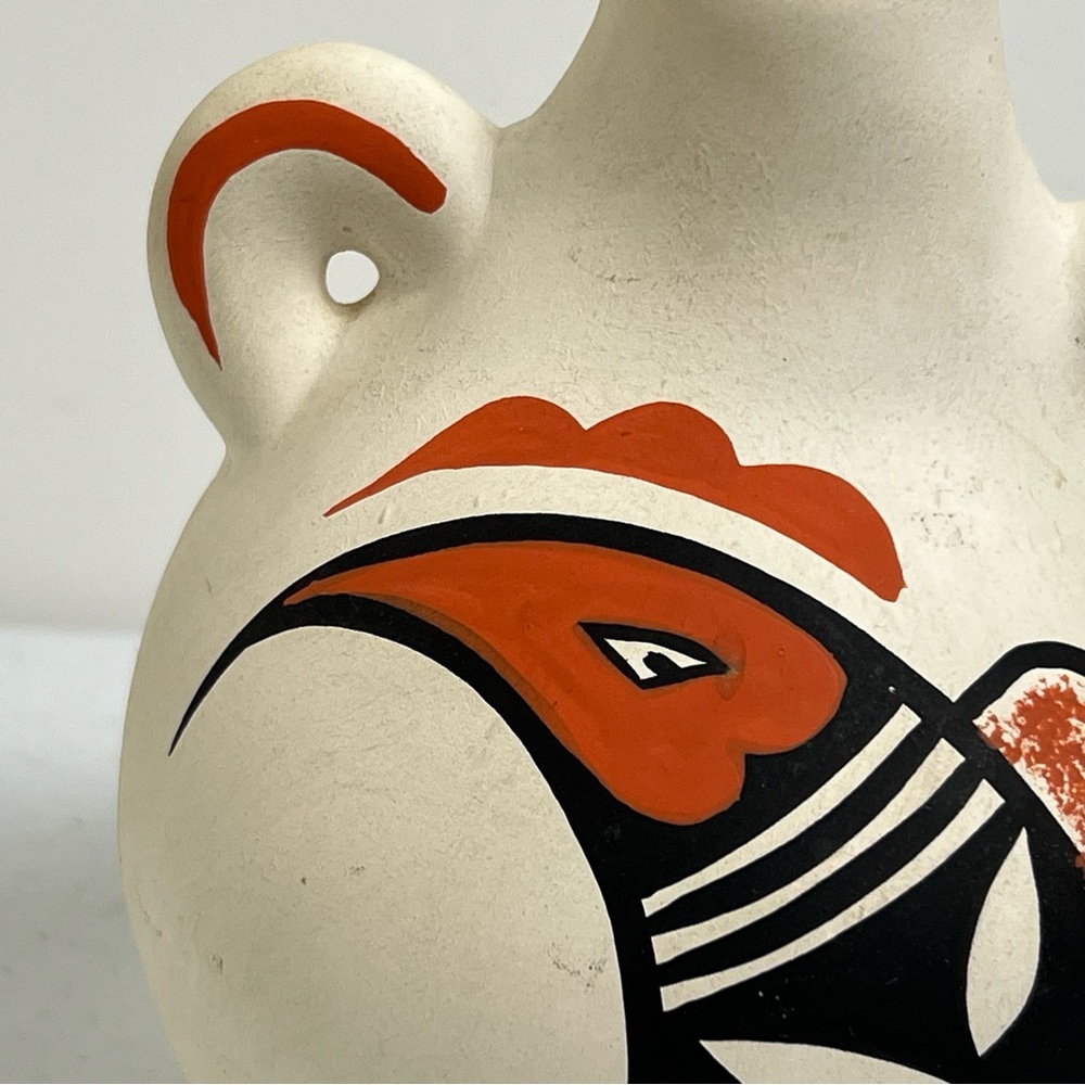 VTG Native American Jemez Pueblo Pottery Canteen Signed L. Toya Hand Painted - Picture 6 of 10